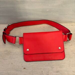 Forever 21 Red Faux Leather Waist Bag Fanny Pack Purse Good Condition